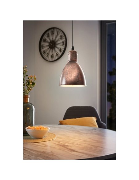 Luminária de teto suspensa PRIDDY 1, tipo industrial, cobre antigo Ø155mm 1xE27