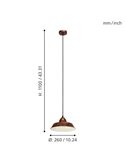Lámpara colgante de cobre antiguo AUCKLAND, Ø26cm 1xE27