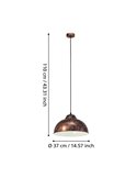 Lámparas de techo colgante TRURO 2 industrial, Ø37cm cobre antiguo