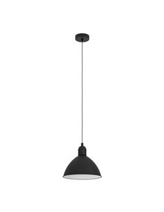 Luminária pendente industrial PRIDDY, aço preto com interior branco, 1xE27