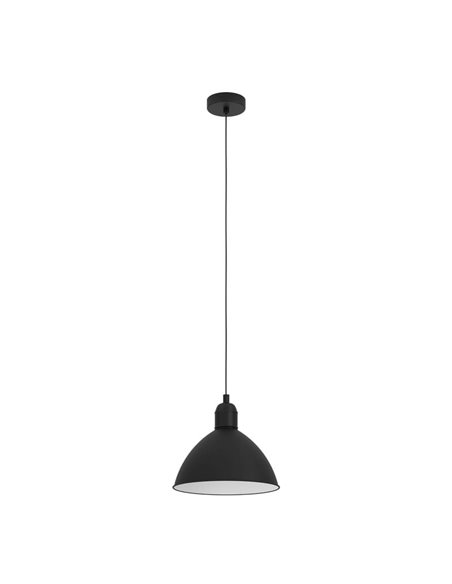 Lámpara colgante industrial PRIDDY, acero negro con interior blanco, 1xE27