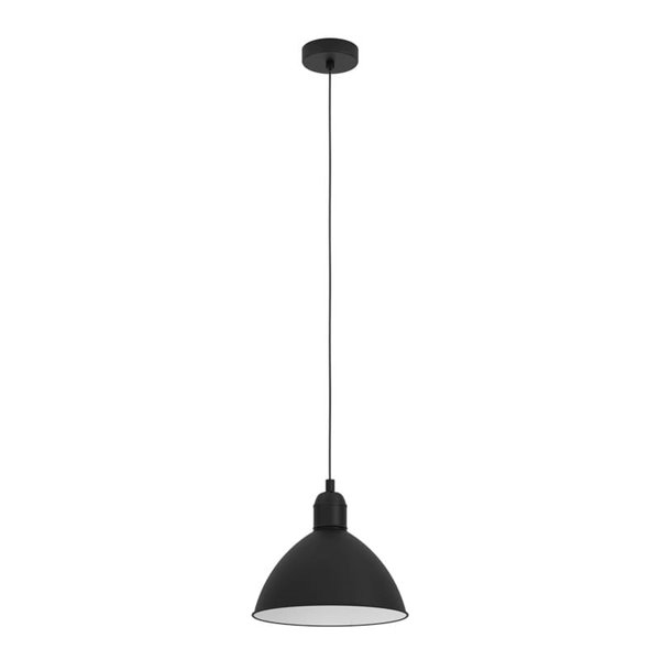 Lámpara colgante industrial PRIDDY, acero negro con interior blanco, 1xE27