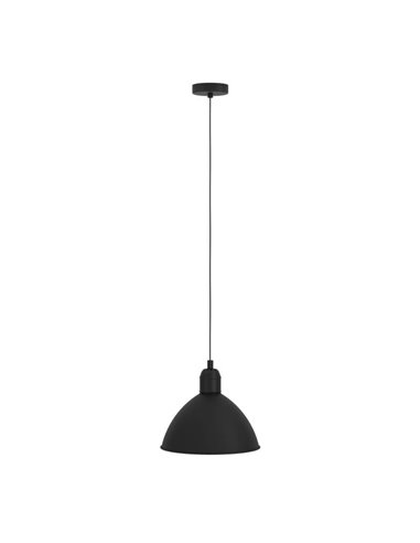 Lámpara colgante industrial PRIDDY, acero negro con interior blanco, 1xE27