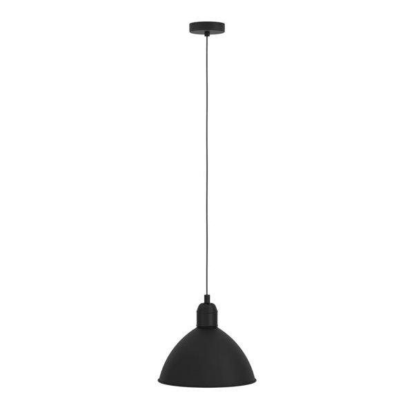Lámpara colgante industrial PRIDDY, acero negro con interior blanco, 1xE27