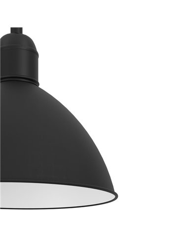 Lámpara colgante industrial PRIDDY, acero negro con interior blanco, 1xE27