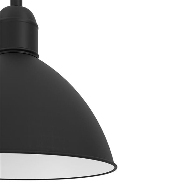 Lámpara colgante industrial PRIDDY, acero negro con interior blanco, 1xE27