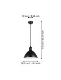 Lámpara colgante industrial PRIDDY, acero negro con interior blanco, 1xE27