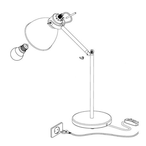 Lampe à poser PRIDDY en métal noir, 1xE27