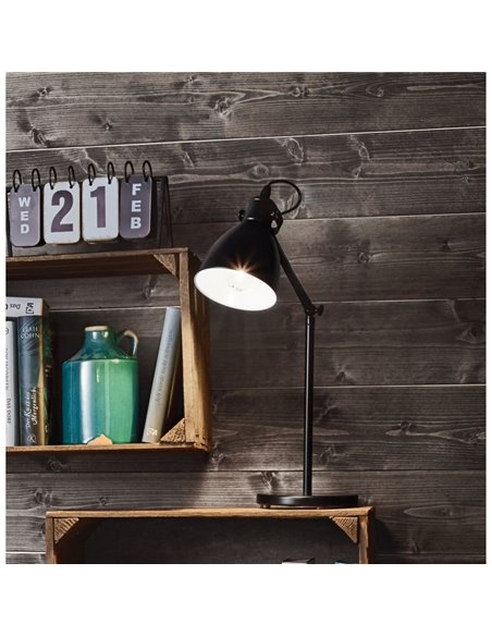 Candeeiro de mesa PRIDDY em metal preto, 1xE27