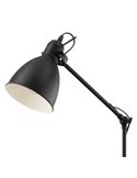 Lámpara de pie tipo flexo industrial, PRIDDY, metal negro con interior blanco 1xE27