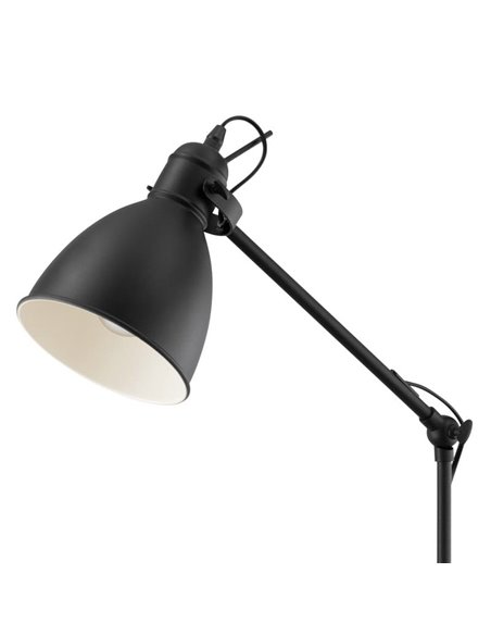 Lámpara de pie tipo flexo industrial, PRIDDY, metal negro con interior blanco 1xE27