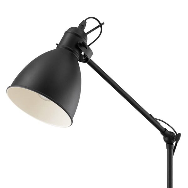 Lámpara de pie tipo flexo industrial, PRIDDY, metal negro con interior blanco 1xE27