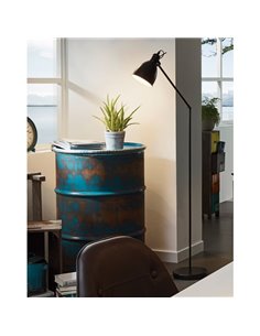 Lampadaire flexo industriel, PRIDDY, métal noir avec intérieur blanc 1xE27 2