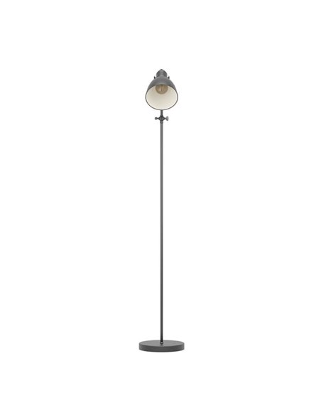 Lámpara de pie tipo flexo industrial, PRIDDY, metal negro con interior blanco 1xE27
