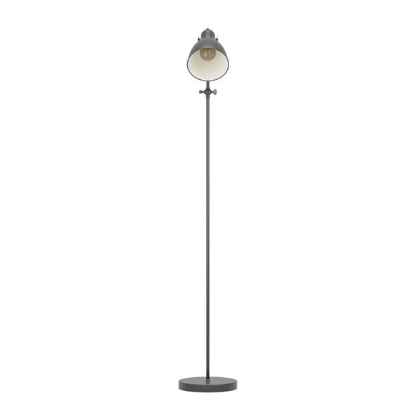 Lampadaire flexo industriel, PRIDDY, métal noir avec intérieur blanc 1xE27
