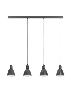 Lámpara de techo con 4 Luminarias colgantes, de metal en negro con interior blanco PRIDDY, 4xE27