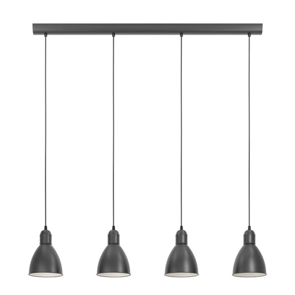 Plafonnier à 4 suspensions, métal noir avec intérieur blanc PRIDDY, 4xE27