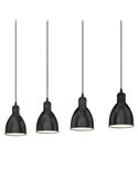 Lámpara de techo con 4 Luminarias colgantes, de metal en negro con interior blanco PRIDDY, 4xE27