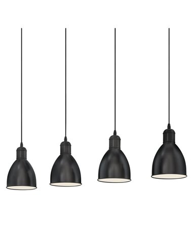 Lámpara de techo con 4 Luminarias colgantes, de metal en negro con interior blanco PRIDDY, 4xE27