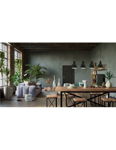 Candeeiro de teto com 4 luminárias suspensas, metal preto com interior branco PRIDDY, 4xE27