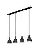 Plafonnier à 4 suspensions, métal noir avec intérieur blanc PRIDDY, 4xE27