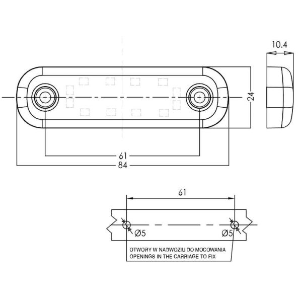 Mesures Feux de Position LED Série 180 Total Noir W275.1 Était