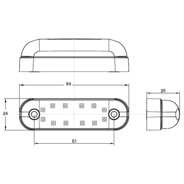 Medidas Piloto de Posición LED Tulipa Ovalada W273.2 BLACK- Gama Tulipa Negra