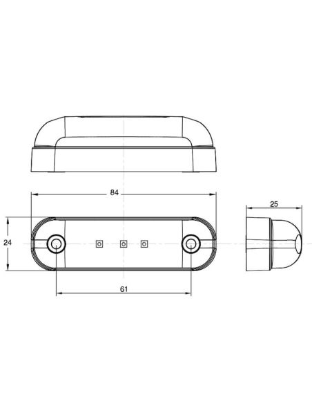 Position Côté Veilleuse Mesures Abat-jour LED Ovale W273.1 NOIR - Was