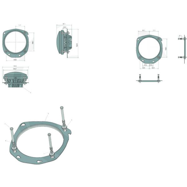 Medidas Faro LED Redondo Delantero con Luz de Cruce y Luz de Carretera Homologado Fendt Ø 14,9Cm ECE E112 HCR PL