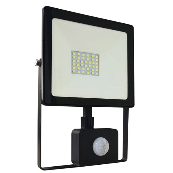 Proyector LED con sensor PIR ECO FLOOD 30W, 2.400Lm, 4000K, IP65, negro