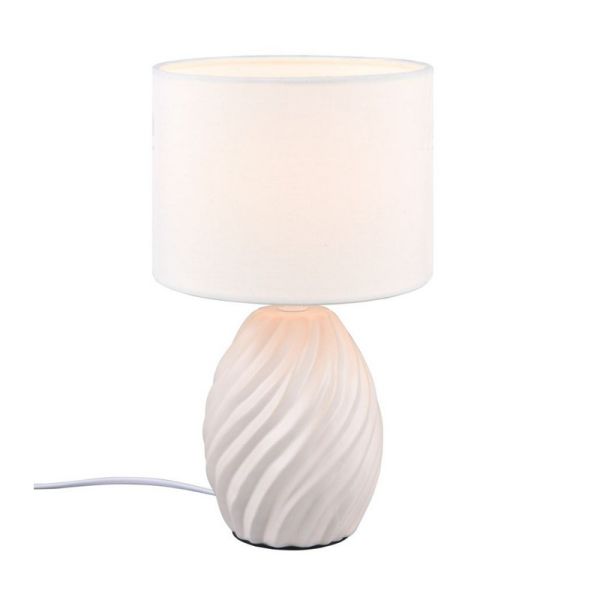 Lámpara de Mesa Clásica MELVA Tela y Cerámica 1xE14 max. 40W | LeonLeds
