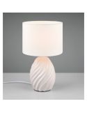 Lámpara de Mesa Clásica MELVA Tela y Cerámica 1xE14 max. 40W | LeonLeds
