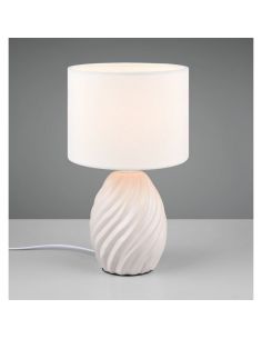Lámpara de Mesa Clásica MELVA Tela y Cerámica 1xE14 max. 40W | LeonLeds 2