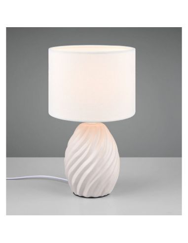 Lámpara de Mesa Clásica MELVA Tela y Cerámica 1xE14 max. 40W | LeonLeds