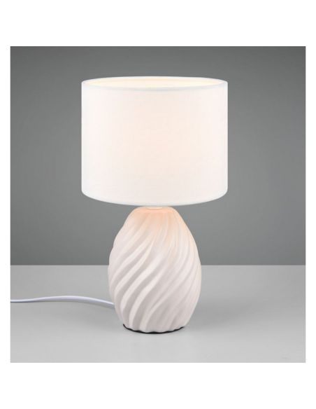 Lámpara de Mesa Clásica MELVA Tela y Cerámica 1xE14 max. 40W | LeonLeds