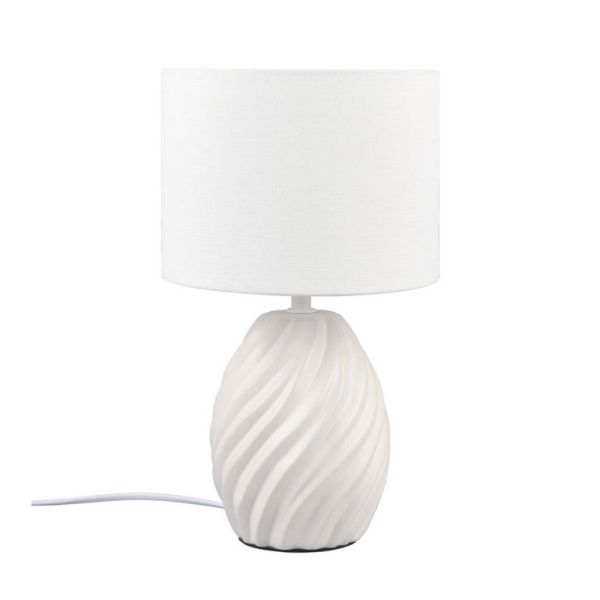 Lámpara de Mesa Clásica MELVA Tela y Cerámica 1xE14 max. 40W | LeonLeds