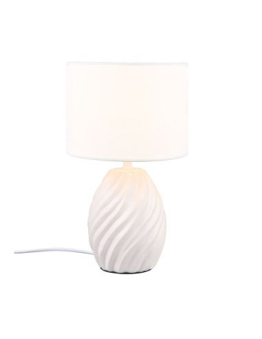 Lámpara de Mesa Clásica MELVA Tela y Cerámica 1xE14 max. 40W | LeonLeds