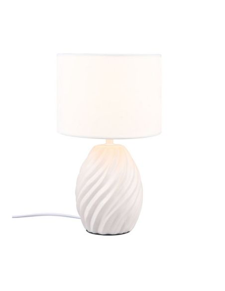 Lámpara de Mesa Clásica MELVA Tela y Cerámica 1xE14 max. 40W | LeonLeds