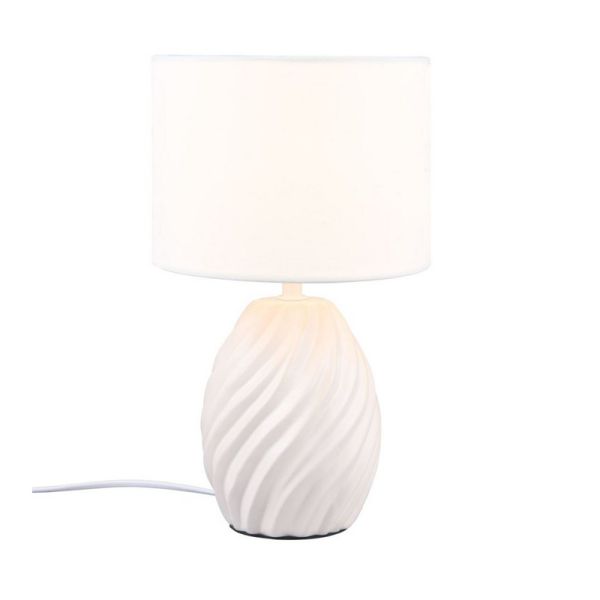 Lámpara de Mesa Clásica MELVA Tela y Cerámica 1xE14 max. 40W | LeonLeds