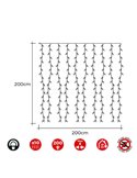 Cortina LED de 10 tiras, blanco frío 2x2m, multifunción, Easy-Connect, IP44 (interior/exterior), sin transformador