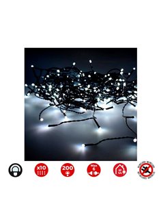 Cortina LED de 10 tiras, blanco frío 2x2m, multifunción, Easy-Connect, IP44 (interior/exterior), sin transformador
