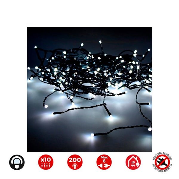 Cortina LED de 10 tiras, blanco frío 2x2m, multifunción, Easy-Connect, IP44 (interior/exterior), sin transformador