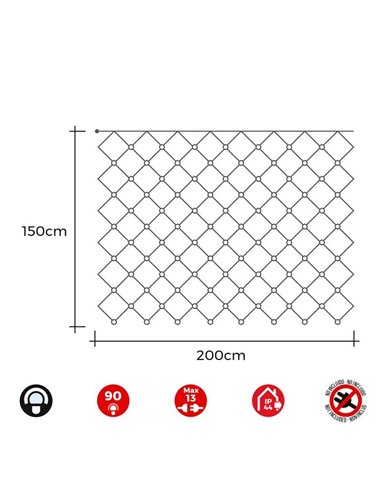 Cortina en red Easy-Connect LED, 2x1,5m 90 Leds, blanco frio para interior/exterior, sin transformador