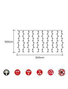 Rideau de 10 bandes LED, blanc chaud, 100 Leds, 2x1m Easy-Connect, IP44 sans transformateur 2