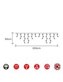 Cortina LED icicle 40 Leds easy-connect 2x0,5m, 12 tiras, blanco cálido/frio, IP44 (interior/exterior)