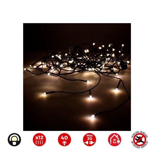 Cortina LED icicle 40 Leds easy-connect 2x0,5m, 12 tiras, blanco cálido/frio, IP44 (interior/exterior)