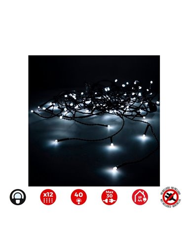 Cortina LED icicle 40 Leds easy-connect 2x0,5m, 12 tiras, blanco cálido/frio, IP44 (interior/exterior)