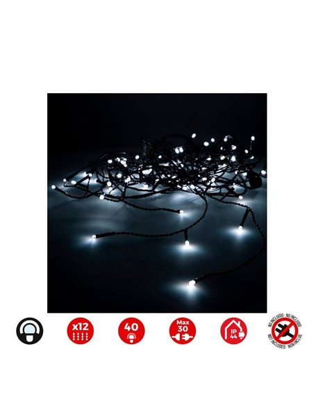 Cortina LED icicle 40 Leds easy-connect 2x0,5m, 12 tiras, blanco cálido/frio, IP44 (interior/exterior)