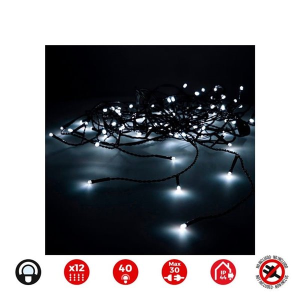 Cortina LED icicle 40 Leds easy-connect 2x0,5m, 12 tiras, blanco cálido/frio, IP44 (interior/exterior)