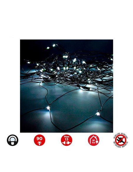 Cortina de rede LED Easy-Connect, 2x1,5m 90 Leds, branco frio para interior/exterior, sem transformador